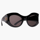 Balenciaga Hourglass Round Sunglasses Black