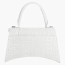 Balenciaga Hourglass Small Top Handle Bag Crocodile Embossed White