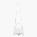 Balenciaga Hourglass Small Top Handle Bag Crocodile Embossed White