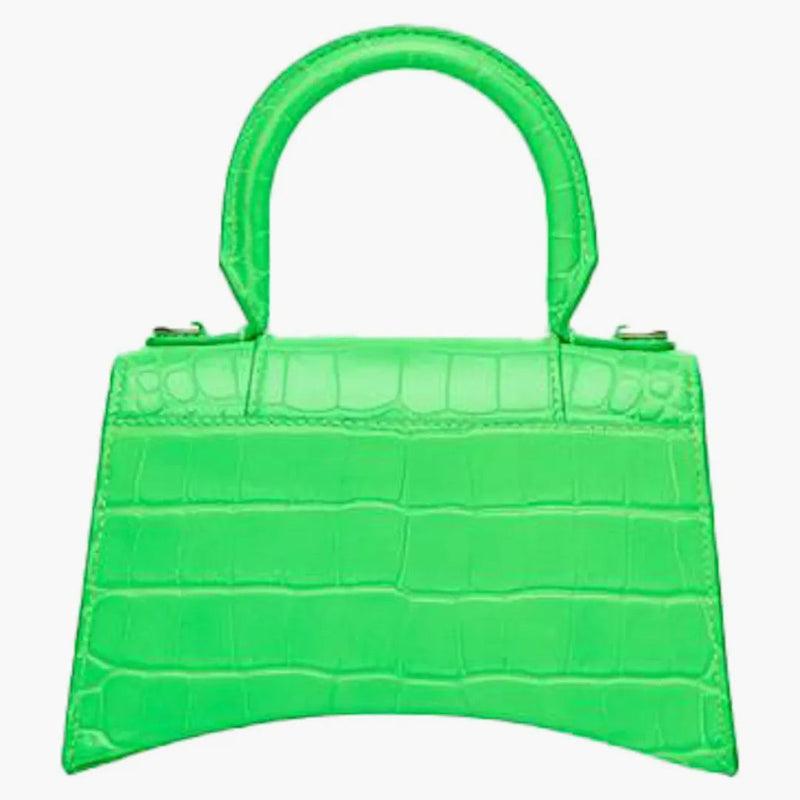 Balenciaga HORICGLY HORNOUT HANDLEGE BAG Extra Malý krokodýl reliéfní fluo zelená
