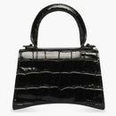Balenciaga Hourglass Top-Handle Bag Mini Croc Embossed Black
