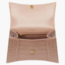 Balenciaga Hourglass Top Handle Bag Small Crocodile Embossed Beige