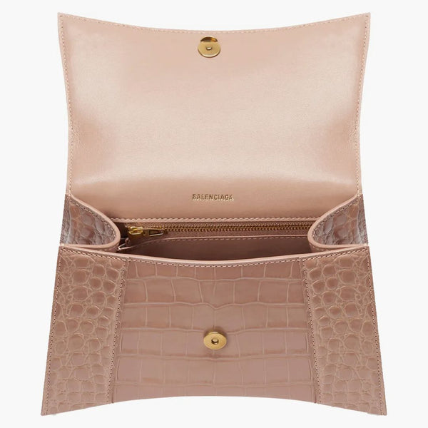 Balenciaga HORICGLY HORNOUS HANDLEGE BAG malý krokodýl reliéfní béžový