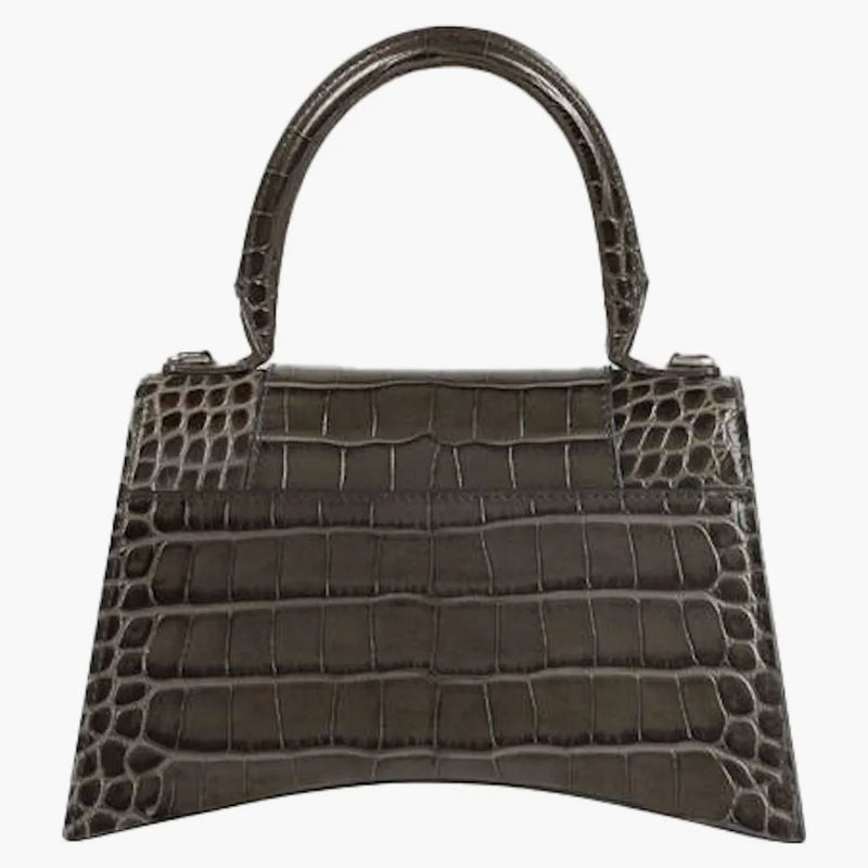 Balenciaga HOROKGLY HORNOUTY BAG Malý krokodýl reliéfní tmavě šedý