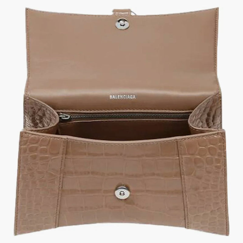 Balenciaga HORICGLY HORNOUS HANDLEGE BAG malý krokodýl reliéfní norek