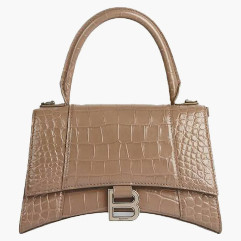 Balenciaga HORICGLY HORNOUS HANDLEGE BAG malý krokodýl reliéfní norek