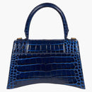 Balenciaga Hourglass Top Handle Bag Small Crocodile Embossed Navy