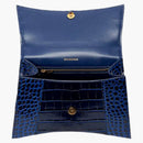 Balenciaga Hourglass Top Handle Bag Small Crocodile Embossed Navy