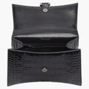 Balenciaga Hourglass Top Many Crocodile en relieve XS Negro