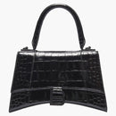 Balenciaga Hourglass Top Many Crocodile en relieve XS Negro
