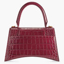 Balenciaga Hourglass Top Handle Small Crocodile Embossed Bright Red