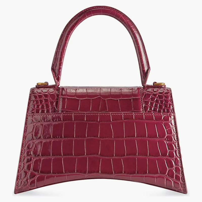 Balenciaga přesýpací hodiny horní držadlo malého krokodýla reliéfního zářivě červeného