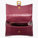 Balenciaga Hourglass Top Handle Small Crocodile Embossed Bright Red