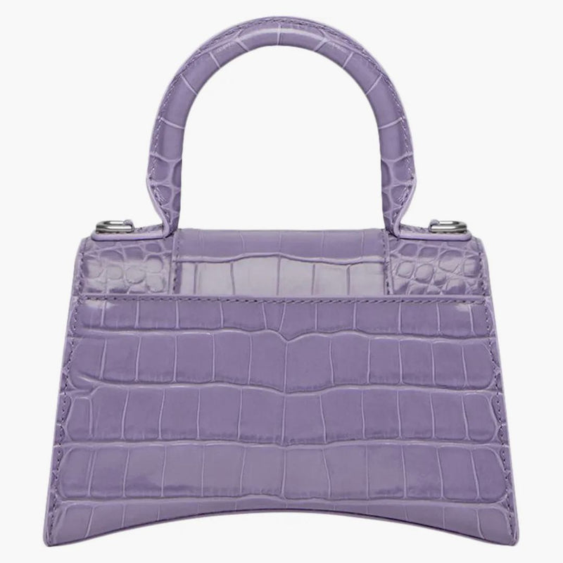 Balenciaga Hourglass Top Handle XS Crocodile Embossed Lilac