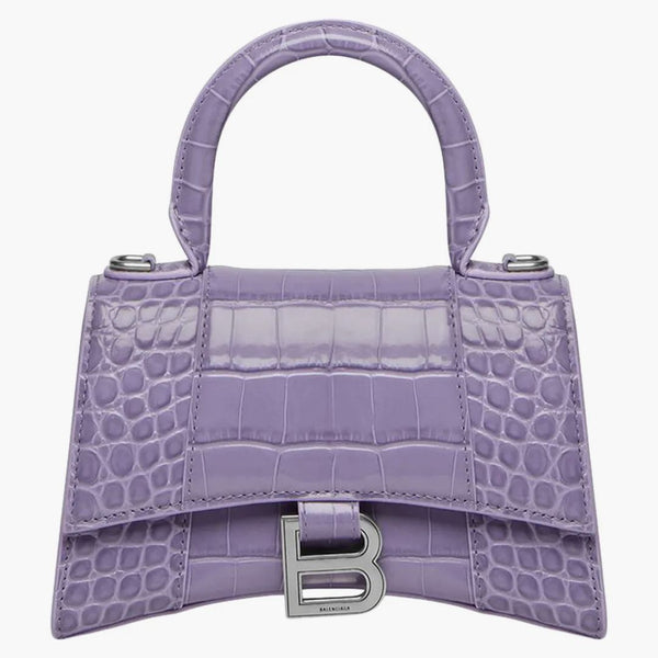 Balenciaga přesýpací hodiny horní držadlo Xs Crocodil Relised Lilac