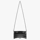 Balenciaga Hourglass Wallet On Chain Crocodile Embossed Black