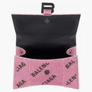 BalenciaGa Hourglass XS Hand Bags con cadena y logotipo All -Logotipo Pink/Black