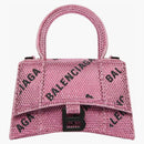 BalenciaGa Hourglass XS Hand Bags con cadena y logotipo All -Logotipo Pink/Black
