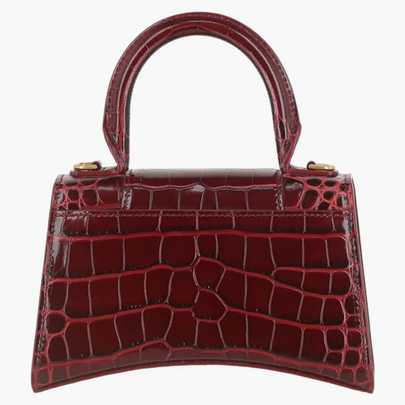 Balenciaga Hourglass XS Mango superior Rojo oscuro