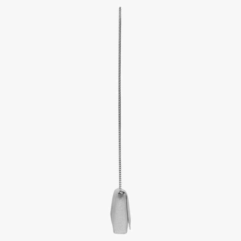 Balenciaga timglas Xs plånbok på kedjan i glittrande tygsilver