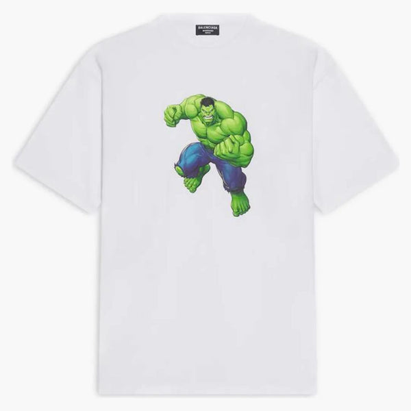 Balenciaga Womens Hulk 2021 Camiseta Marvel Medium Fit White