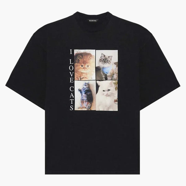 Balenciaga I Love Cats Camiseta Negro