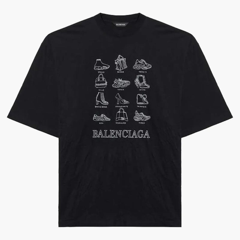 Balenciaga iconos XL Camiseta Black/White