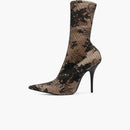 Balenciaga Knife Floral Lace Ankle Boots Black Beige (women's)