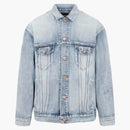Balenciaga Large Fit Graffiti Back Logo Denim Jacket Blue/Yellow