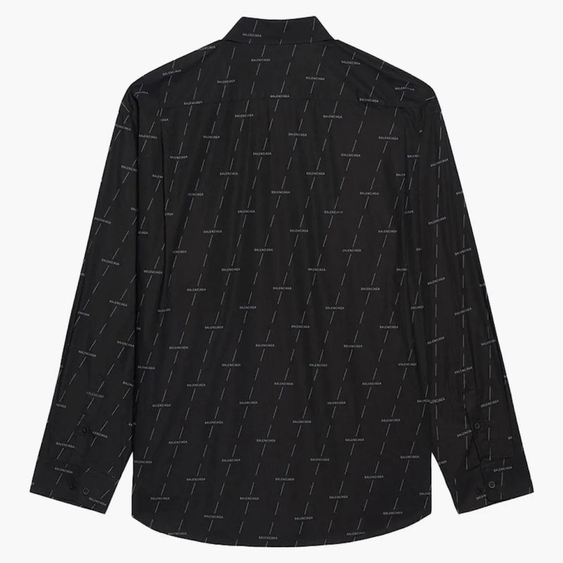 Balenciaga Barn Fit Poplin Shirt Licencia de negro/blanco impreso