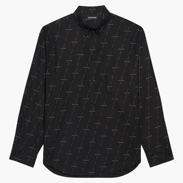 Balenciaga Barn Fit Poplin Shirt Licencia de negro/blanco impreso