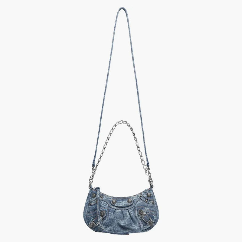 Balenciaga Le Cagole Mini Bag med kedja BB Monogram blekt denim