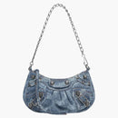 Balenciaga Le Cagole Mini Bag with Chain BB Monogram Bleached Denim