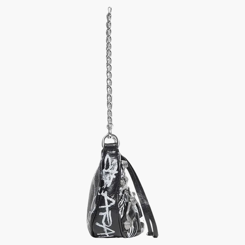 Balenciaga le Cagole Mini Bag s řetězovým graffiti černou