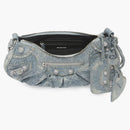 Balenciaga Le Cagole Shoulder Bag Small Blue Denim Wash with Rhinestones