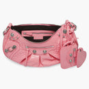 Balenciaga Le Cagole Shoulder Bag Small Crocodile Embossed Pink