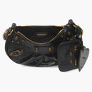 Balenciaga Le Cagole Shoulder Bag Xs Crocodile Embossed Black