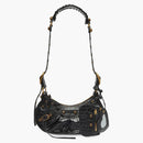 Balenciaga Le Cagole Shoulder Bag Xs Crocodile Embossed Black