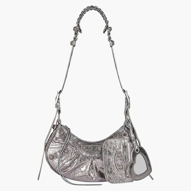Balenciaga le Cagole ramenní taška XS Metallized Silver