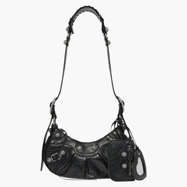 Balenciaga le Cagole ramenní taška xs drahokamy černé