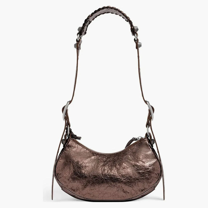 Balenciaga le Cagole XS ramenní taška metalizovaná bonze