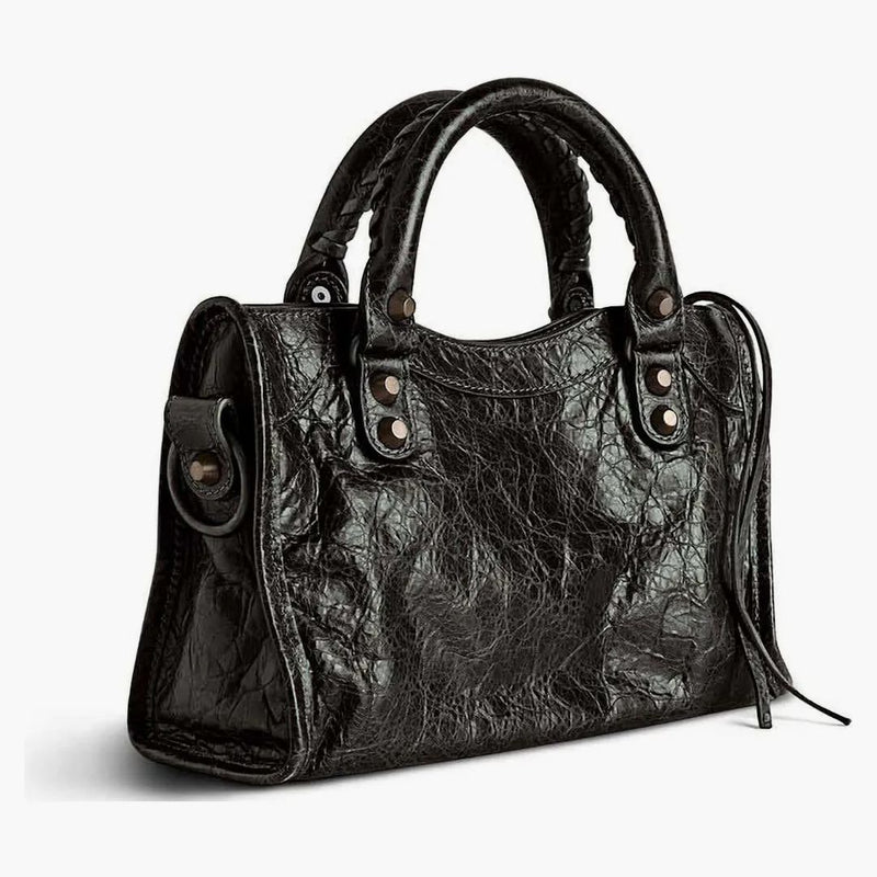 Balenciaga le City Mini Bag in Black Arena Storico Brass Hardware Black (8063952abek1000)