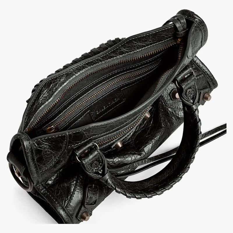 Balenciaga le City Mini Bag in Black Arena Storico Brass Hardware Black (8063952abek1000)