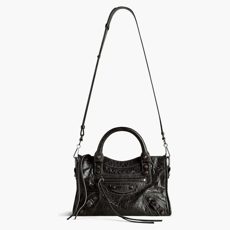 Balenciaga le City Mini Bag in Black Arena Storico Brass Hardware Black (8063952abek1000)