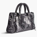 Balenciaga LE City Mała torba w stalowej szary metalizowana arena jagnięta błyszcząca srebrna stalowa szary (7977892AA9R1314)