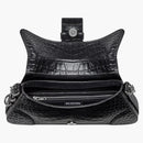 Balenciaga Lindsay Shoulder Bag Small Crocodile Embossed Black