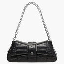 Balenciaga Lindsay Shoulder Bag Small Crocodile Embossed Black