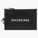 Balenciaga logo Leather Passport Holder Lanyard Black
