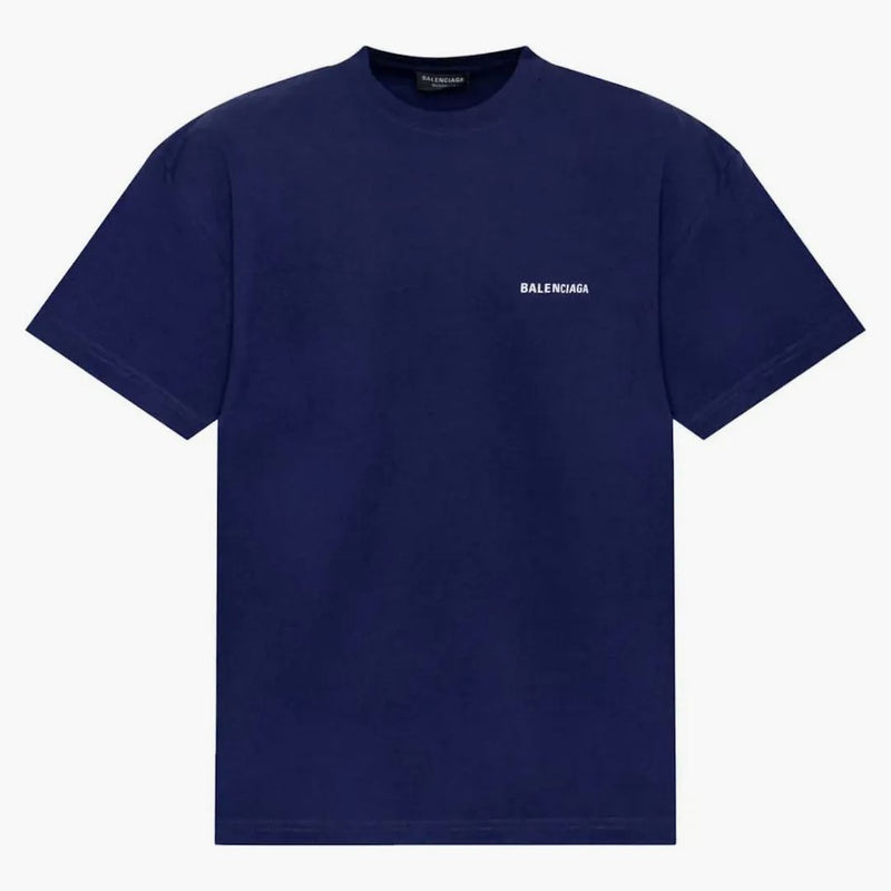 Balenciaga Logo Medium Fit T-Shirt Marine Blue