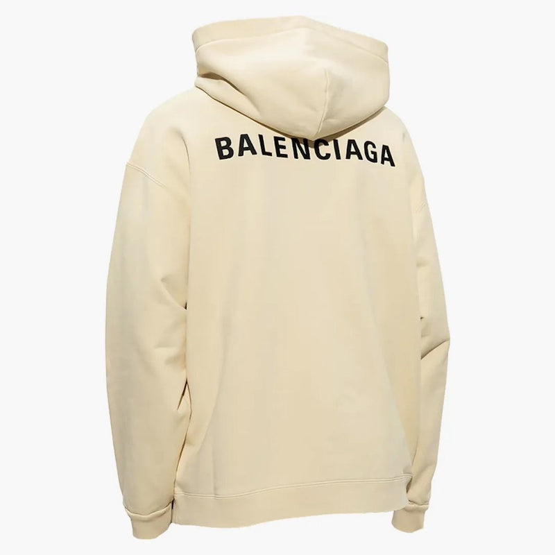Balenciaga logotipo crema de sudadera con capucha de gran tamaño